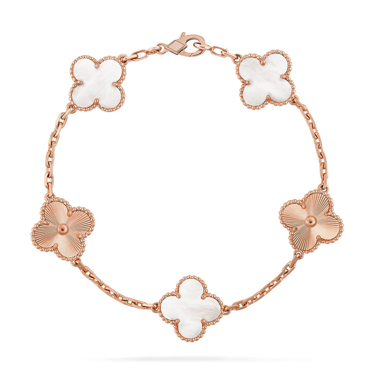 [Azure Tears]LUCKY CLOVER 5-MOTIF BRACELET - WHITE MOTHER-OF-PEARL COLLECTION