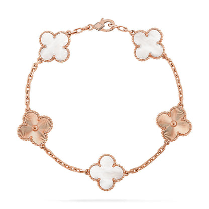 [Azure Tears]LUCKY CLOVER 5-MOTIF BRACELET - WHITE MOTHER-OF-PEARL COLLECTION