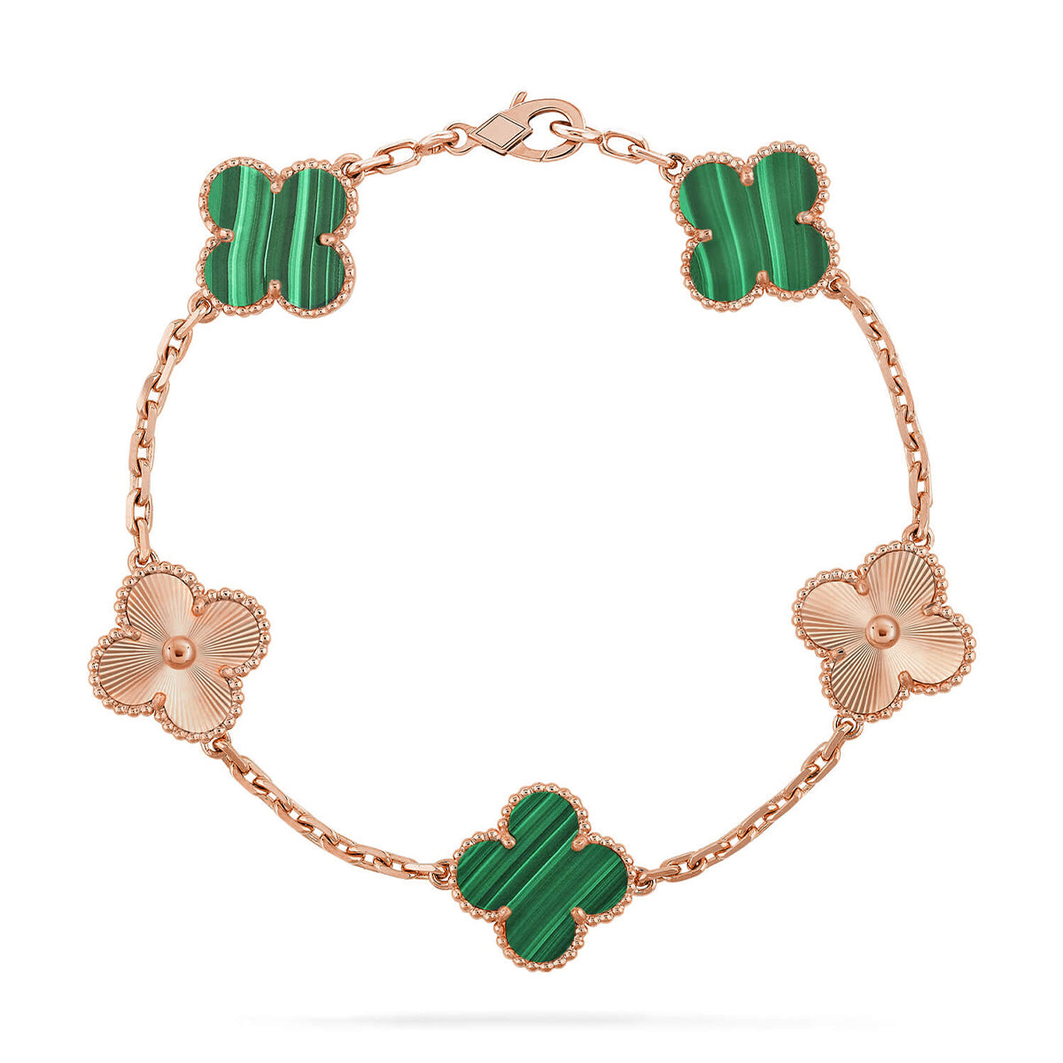 [Azure Tears]LUCKY CLOVER 5-MOTIF BRACELET - MALACHITE COLLECTION