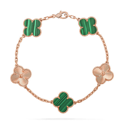[Azure Tears]LUCKY CLOVER 5-MOTIF BRACELET - MALACHITE COLLECTION