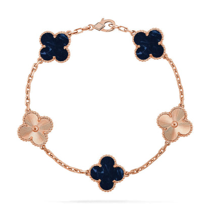 [Azure Tears]LUCKY CLOVER 5-MOTIF BRACELET - PIETERSITE COLLECTION