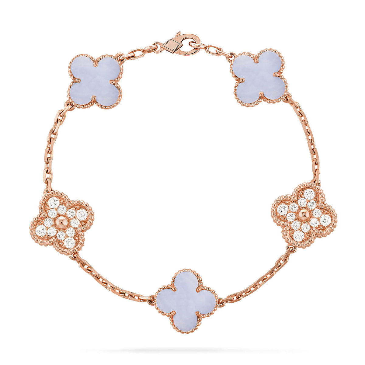 [Azure Tears]LUCKY CLOVER 5-MOTIF BRACELET - PURPLE CHALCEDONY COLLECTION