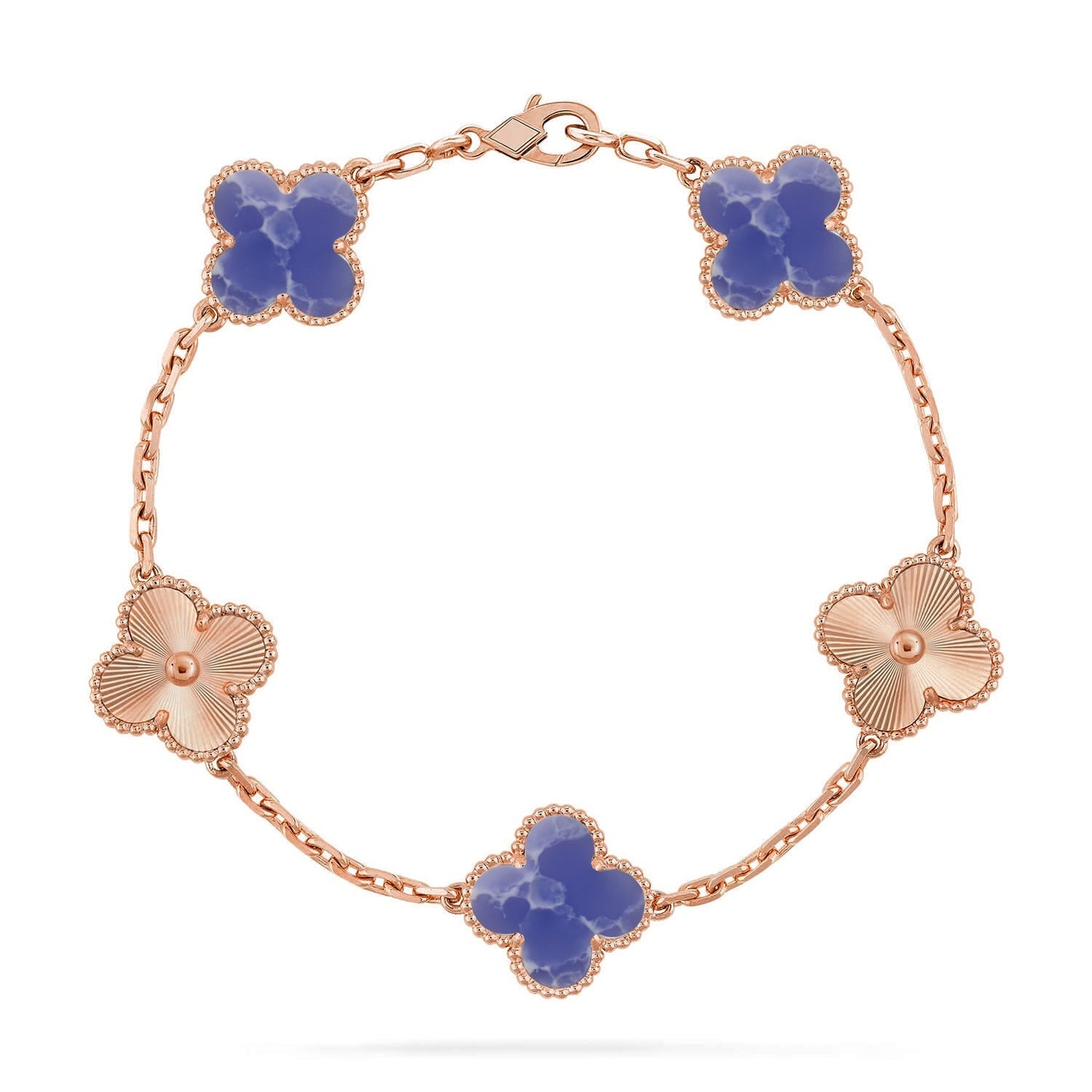 [Azure Tears]LUCKY CLOVER 5-MOTIF BRACELET - BLUE LARIMAR COLLECTION