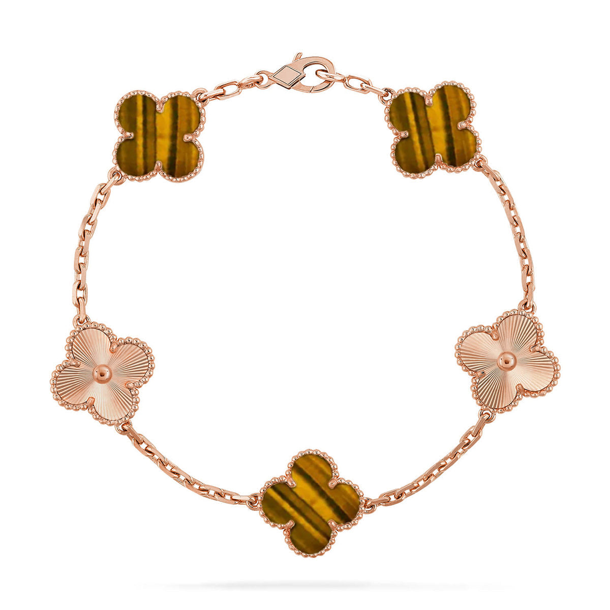 [Azure Tears]LUCKY CLOVER 5-MOTIF BRACELET -  TIGER’S EYE COLLECTION