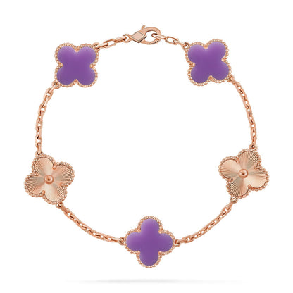 [Azure Tears]LUCKY CLOVER 5-MOTIF BRACELET - LAVENDER COLLECTION