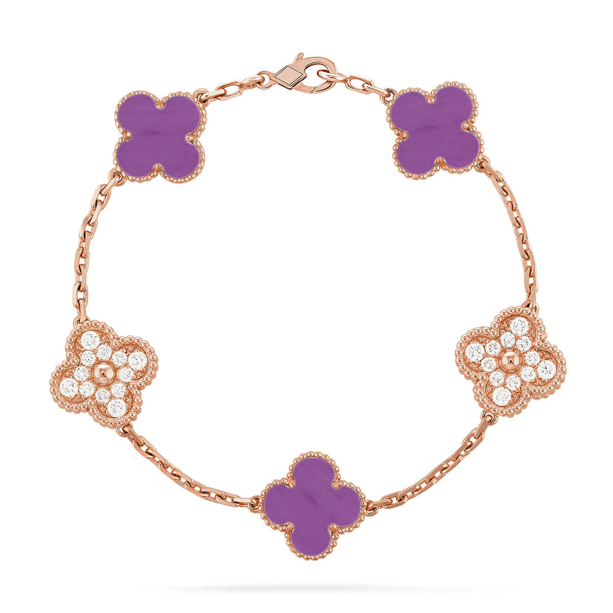 [Azure Tears]LUCKY CLOVER 5-MOTIF BRACELET - VIOLET COLLECTION