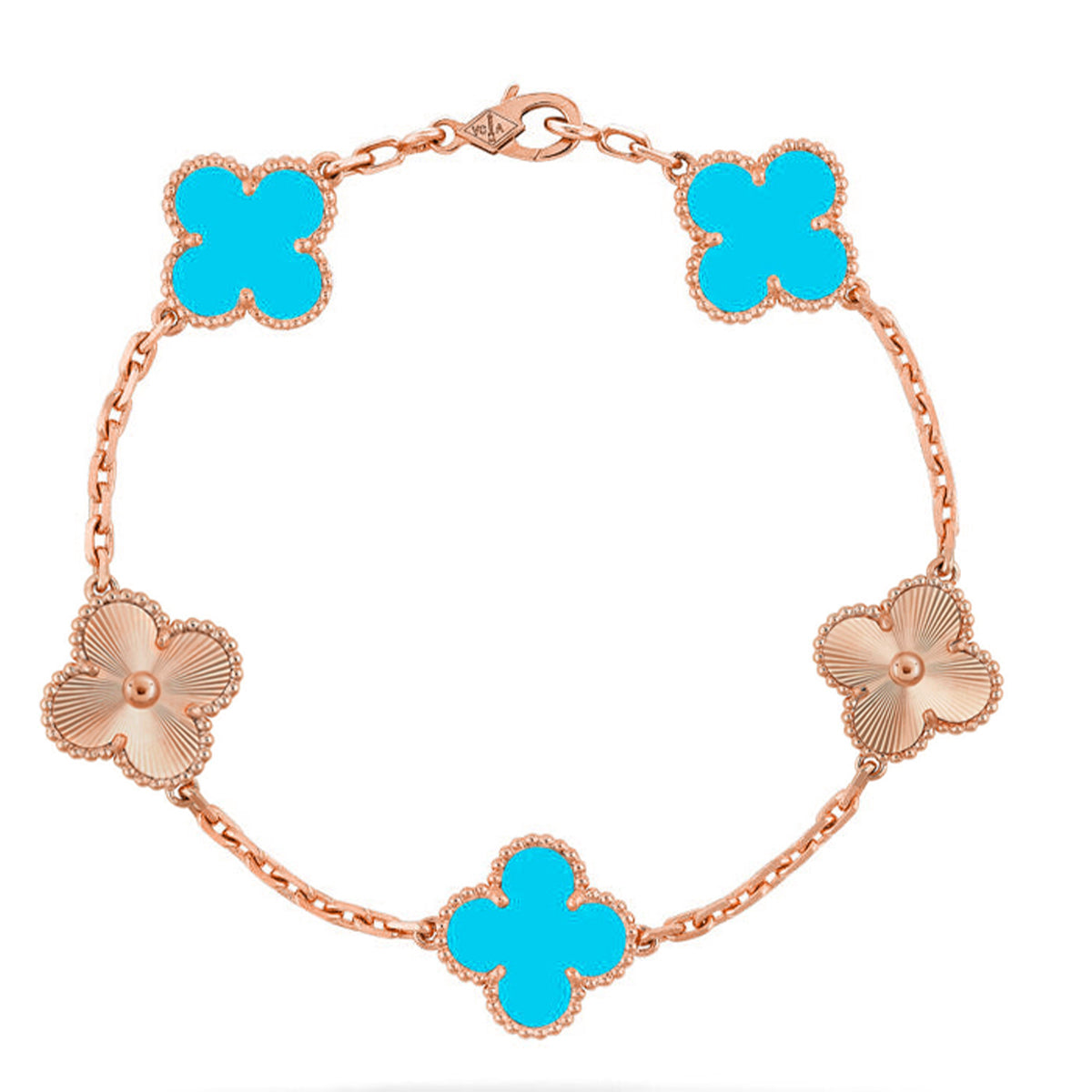 [Azure Tears]LUCKY CLOVER 5-MOTIF BRACELET - TURQUOISE COLLECTION