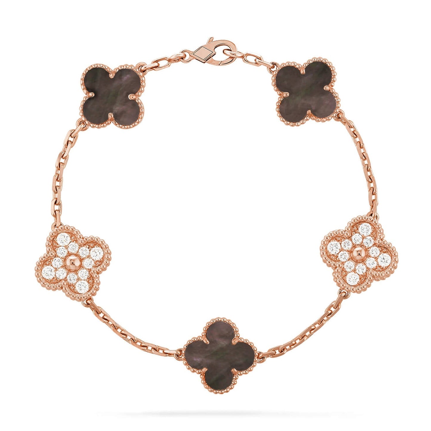[Azure Tears]LUCKY CLOVER 5-MOTIF BRACELET - GREY MOTHER-OF-PEARL COLLECTION
