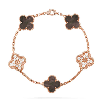[Azure Tears]LUCKY CLOVER 5-MOTIF BRACELET - GREY MOTHER-OF-PEARL COLLECTION