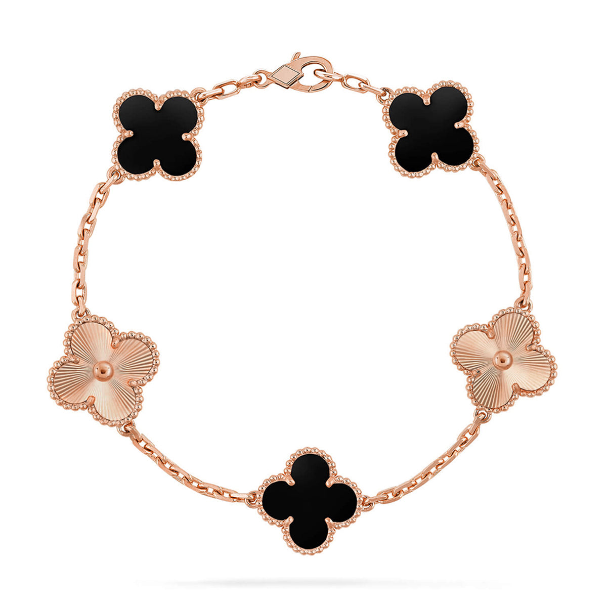 [Azure Tears]LUCKY CLOVER 5-MOTIF BRACELET - BLACK OXNY COLLECTION