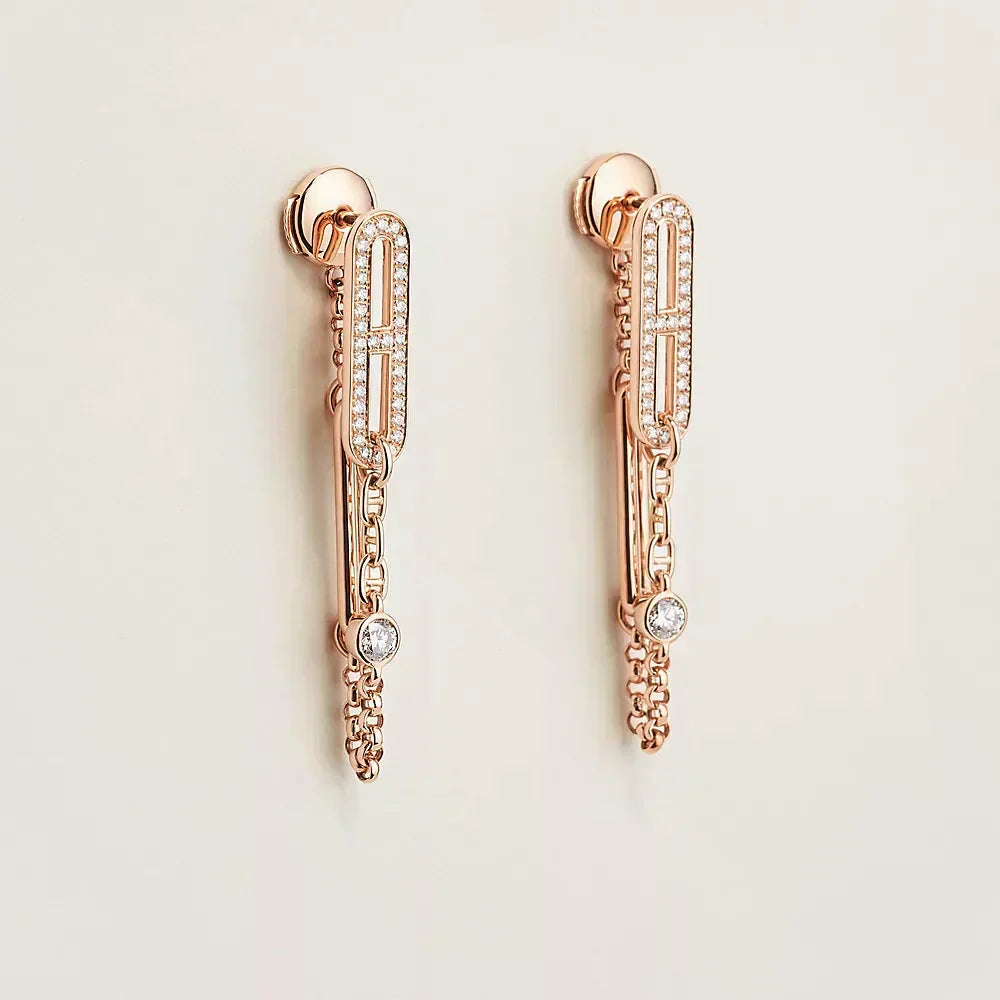 [Azure Tears]CHAINE CHAOS DIAMOND DROP EARRINGS