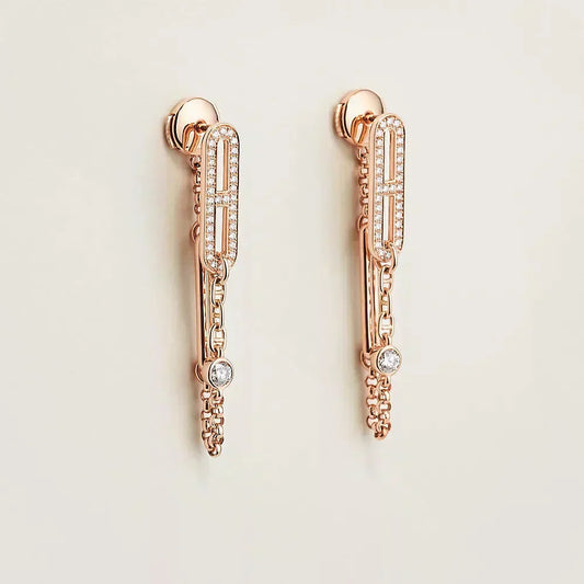 [Azure Tears]CHAINE CHAOS DIAMOND DROP EARRINGS