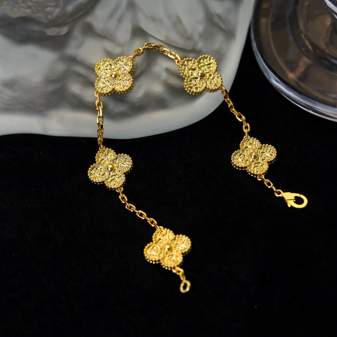 [Azure Tears]LUCKY CLOVER 5-MOTIF BRACELET - BRONZING