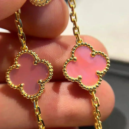 [Azure Tears]LUCKY CLOVER 5-MOTIF BRACELET - PINK MOTHER-OF-PEARL COLLECTION