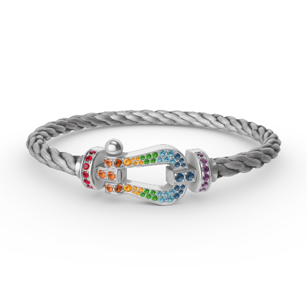[Azure Tears]FORCE LARGE HORSESHOE COLORED DIAMOND BRACELET - WHITE GOLD