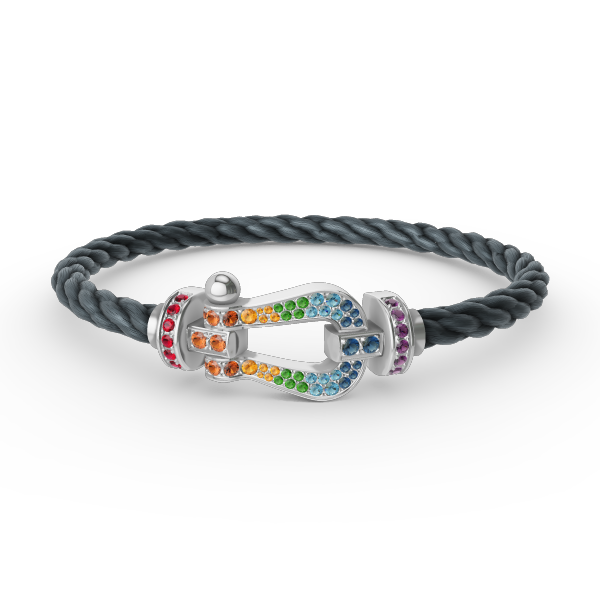 [Azure Tears]FORCE LARGE HORSESHOE COLORED DIAMOND BRACELET - WHITE GOLD