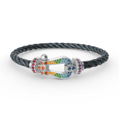 [Azure Tears]FORCE LARGE HORSESHOE COLORED DIAMOND BRACELET - WHITE GOLD