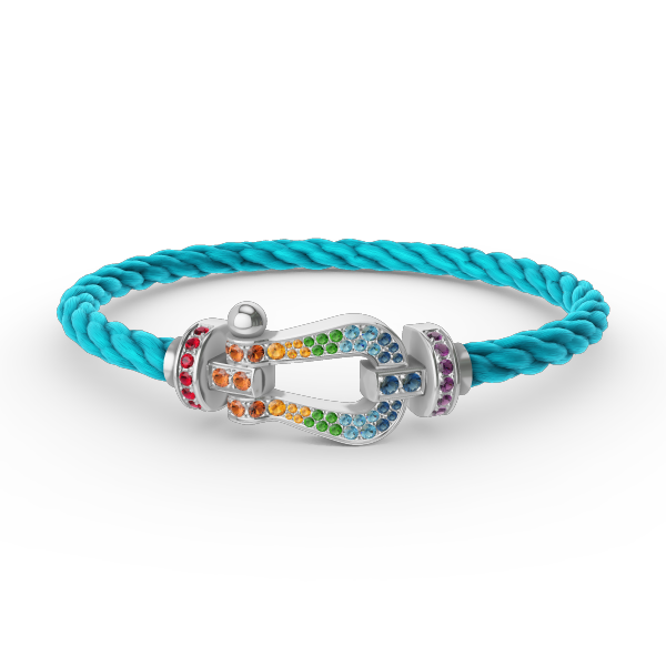 [Azure Tears]FORCE LARGE HORSESHOE COLORED DIAMOND BRACELET - WHITE GOLD
