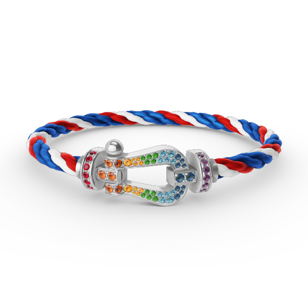 [Azure Tears]FORCE LARGE HORSESHOE COLORED DIAMOND BRACELET - WHITE GOLD