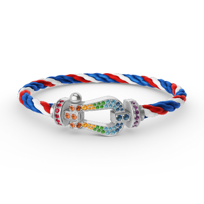 [Azure Tears]FORCE LARGE HORSESHOE COLORED DIAMOND BRACELET - WHITE GOLD
