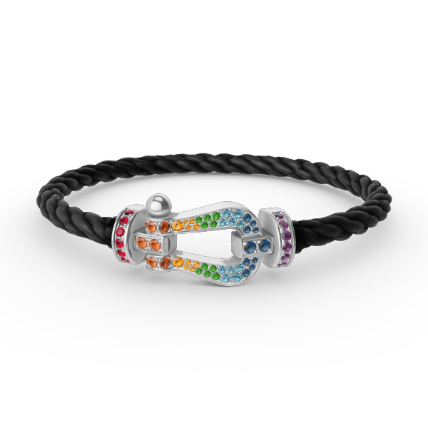 [Azure Tears]FORCE LARGE HORSESHOE COLORED DIAMOND BRACELET - WHITE GOLD