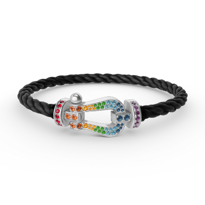 [Azure Tears]FORCE LARGE HORSESHOE COLORED DIAMOND BRACELET - WHITE GOLD