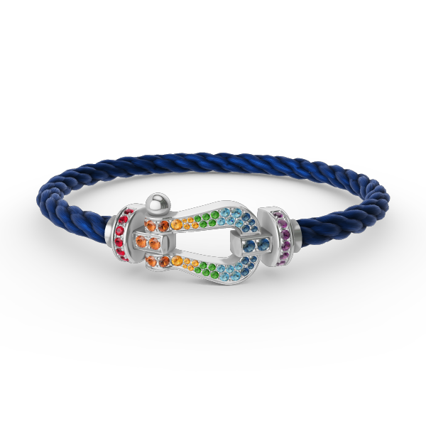 [Azure Tears]FORCE LARGE HORSESHOE COLORED DIAMOND BRACELET - WHITE GOLD