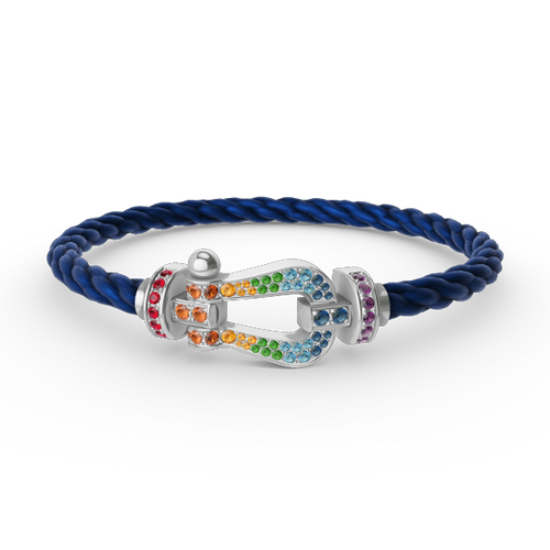 [Azure Tears]FORCE LARGE HORSESHOE COLORED DIAMOND BRACELET - WHITE GOLD