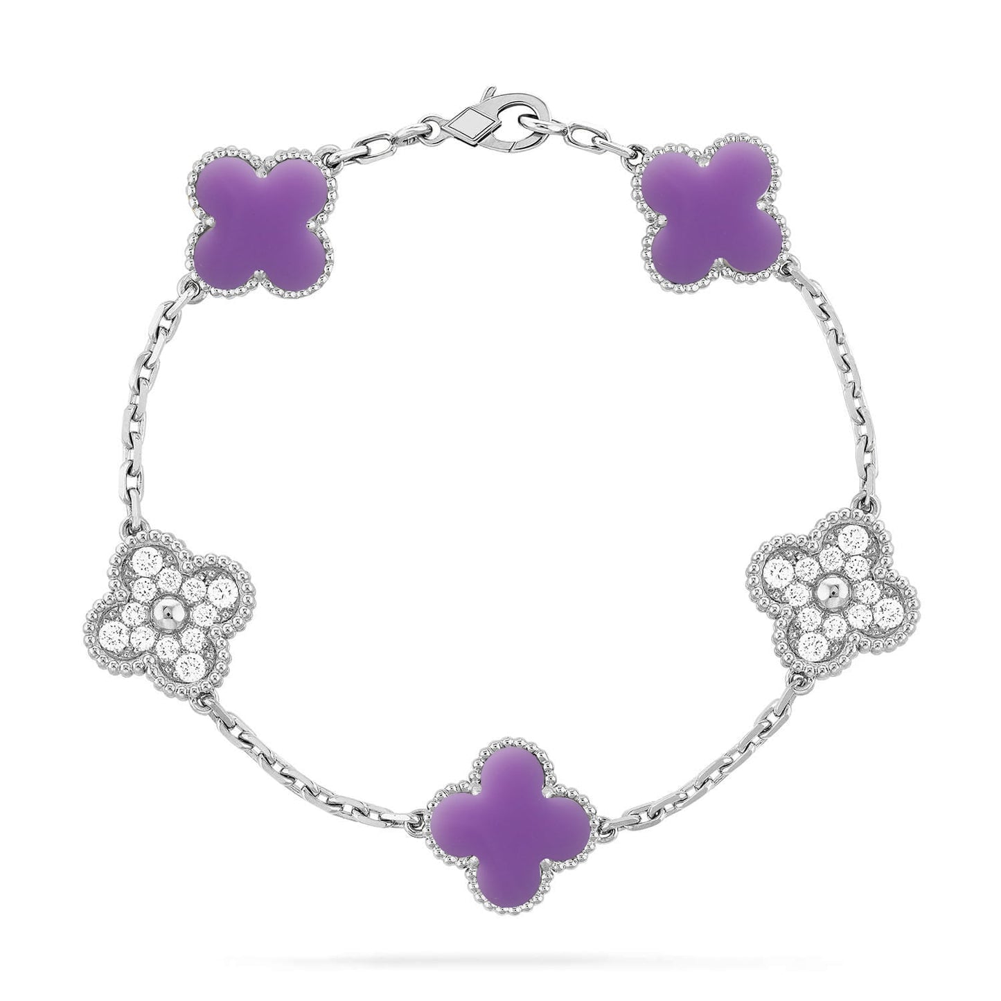 [Azure Tears]LUCKY CLOVER 5-MOTIF BRACELET - LAVENDER COLLECTION