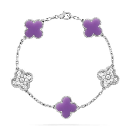 [Azure Tears]LUCKY CLOVER 5-MOTIF BRACELET - LAVENDER COLLECTION