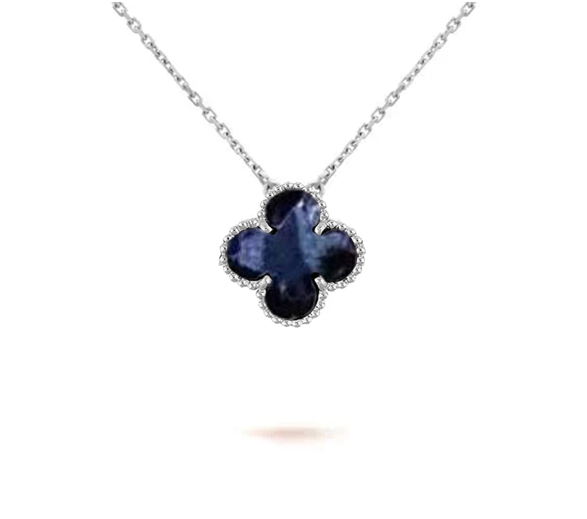 [Azure Tears]15MM CLOVER FLOWER PENDANT NECKLACE WHITE GOLD COLLECTION