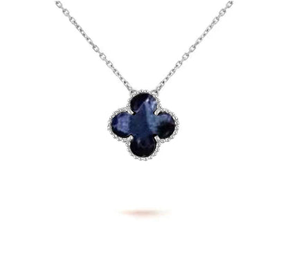 [Azure Tears]15MM CLOVER FLOWER PENDANT NECKLACE WHITE GOLD COLLECTION