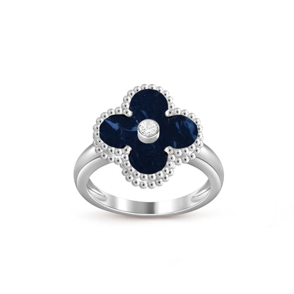 [Azure Tears]LUCKY CLOVER DIAMOND-ACCENT WHITE GOLD RING COLLECTION