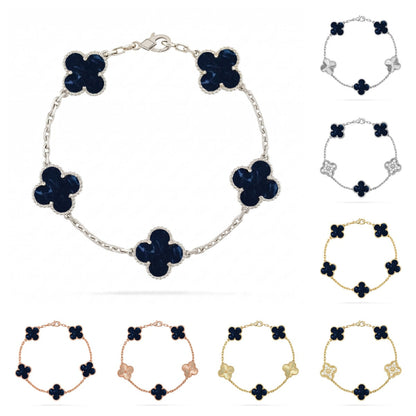 [Azure Tears]LUCKY CLOVER 5-MOTIF BRACELET - PIETERSITE COLLECTION