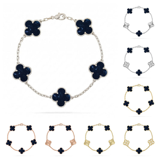 [Azure Tears]LUCKY CLOVER 5-MOTIF BRACELET - PIETERSITE COLLECTION