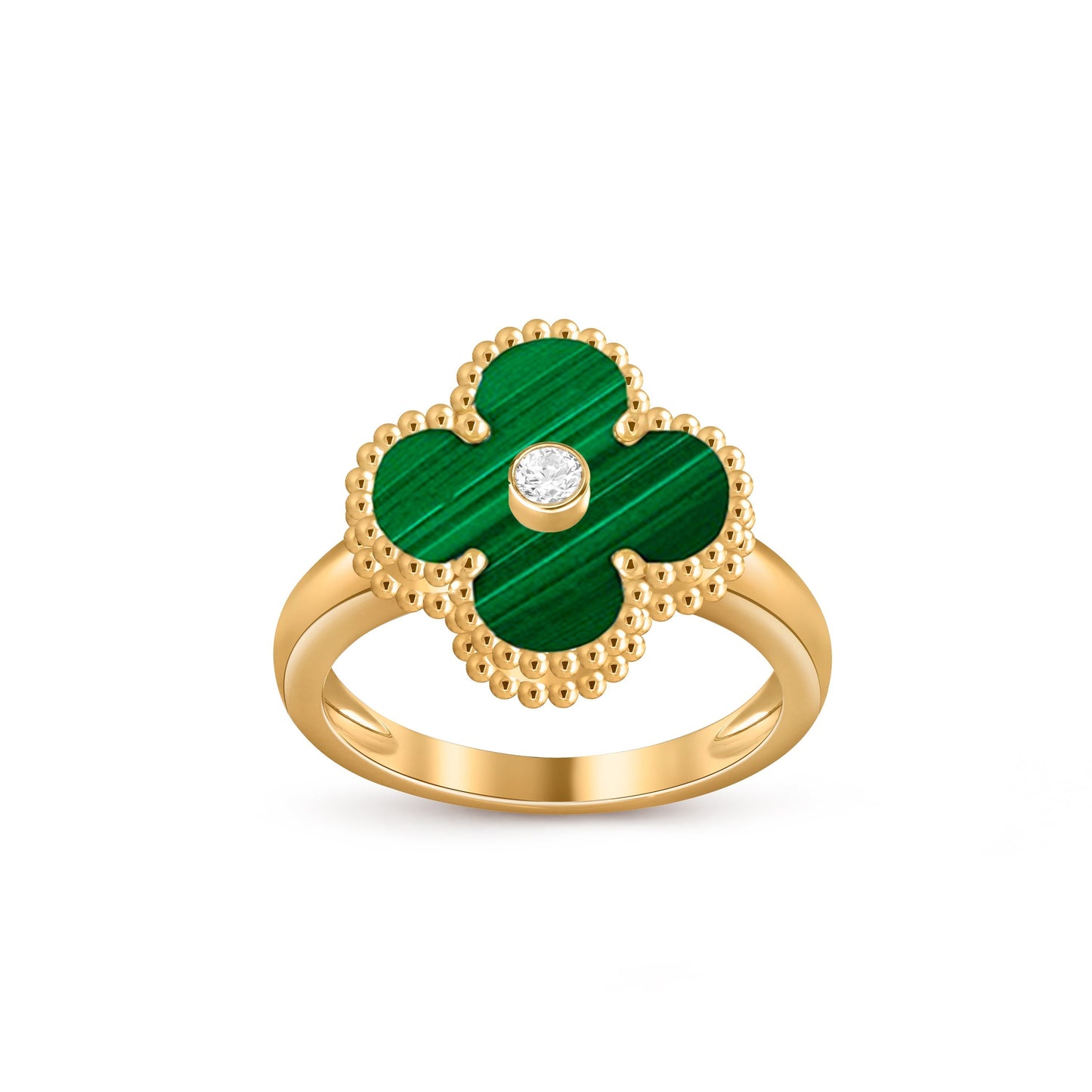 [Azure Tears]LUCKY CLOVER DIAMOND-ACCENT GOLD RING COLLECTION
