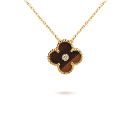 [Azure Tears]15MM CLOVER FLOWER DIAMOND PENDANT NECKLACE COLLECTION