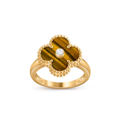 [Azure Tears]LUCKY CLOVER DIAMOND-ACCENT GOLD RING COLLECTION