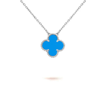 [Azure Tears]15MM CLOVER FLOWER PENDANT NECKLACE WHITE GOLD COLLECTION