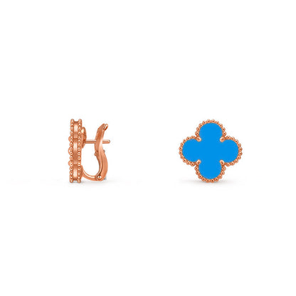 [Azure Tears]15MM CLOVER FLOWER STUD EARRINGS ROSE GOLD COLLECTION