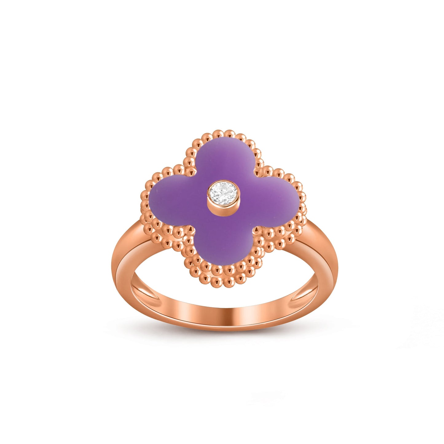 [Azure Tears]LUCKY CLOVER DIAMOND-ACCENT ROSE GOLD RING COLLECTION