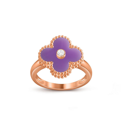 [Azure Tears]LUCKY CLOVER DIAMOND-ACCENT ROSE GOLD RING COLLECTION