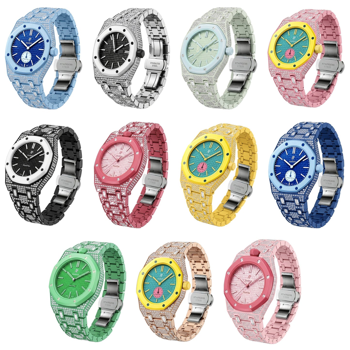 [Azure Tears]Royal Oak Pop Exclusive Bioceramic Case & Bioceramic Strap Full Diamond
