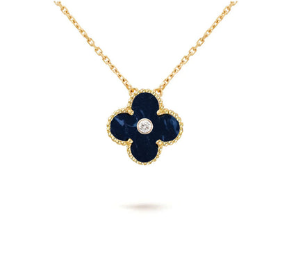 [Azure Tears]15MM CLOVER FLOWER DIAMOND PENDANT NECKLACE COLLECTION