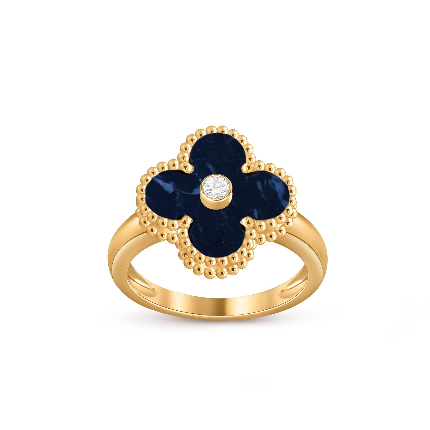 [Azure Tears]LUCKY CLOVER DIAMOND-ACCENT GOLD RING COLLECTION