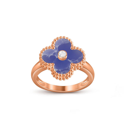 [Azure Tears]LUCKY CLOVER DIAMOND-ACCENT ROSE GOLD RING COLLECTION