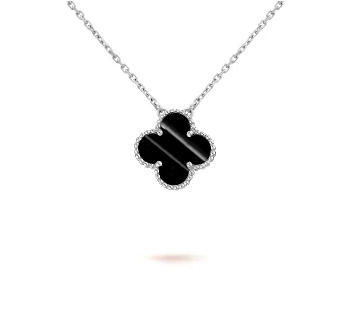 [Azure Tears]15MM CLOVER FLOWER PENDANT NECKLACE WHITE GOLD COLLECTION