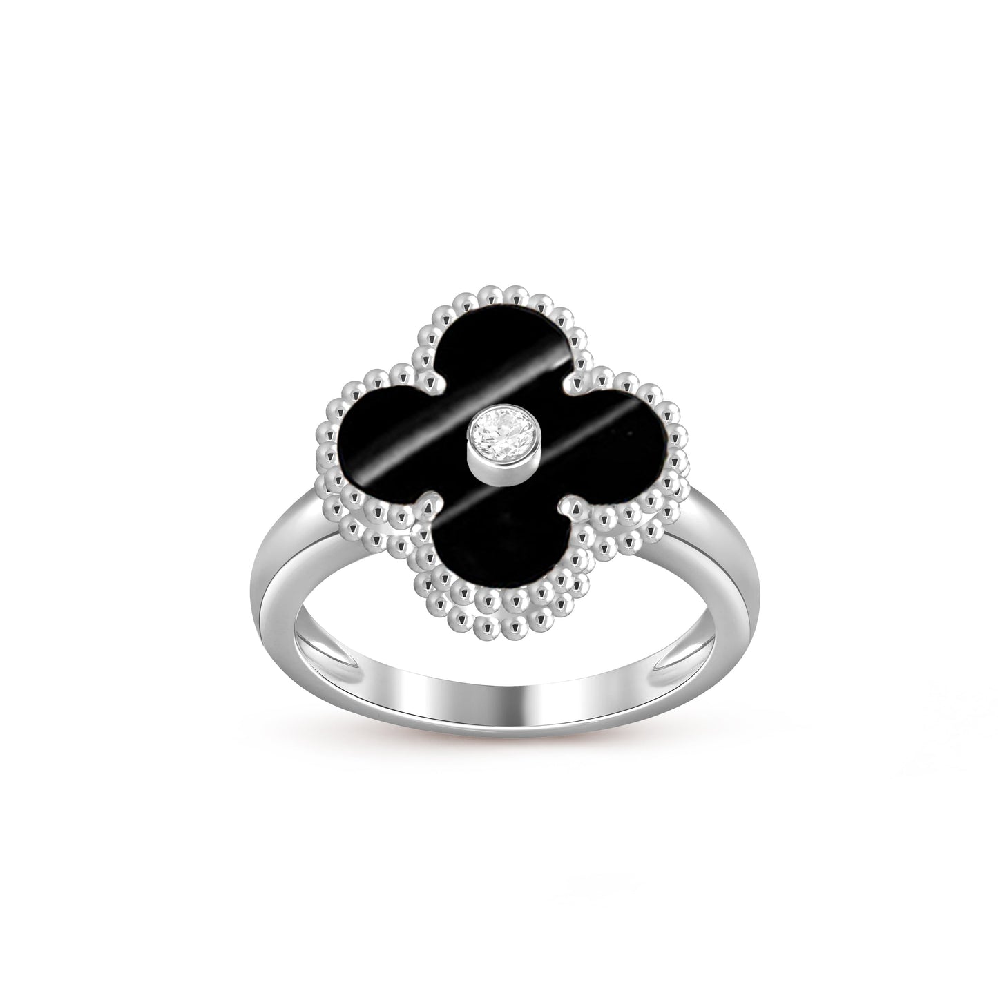 [Azure Tears]LUCKY CLOVER DIAMOND-ACCENT WHITE GOLD RING COLLECTION