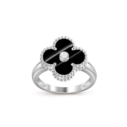 [Azure Tears]LUCKY CLOVER DIAMOND-ACCENT WHITE GOLD RING COLLECTION