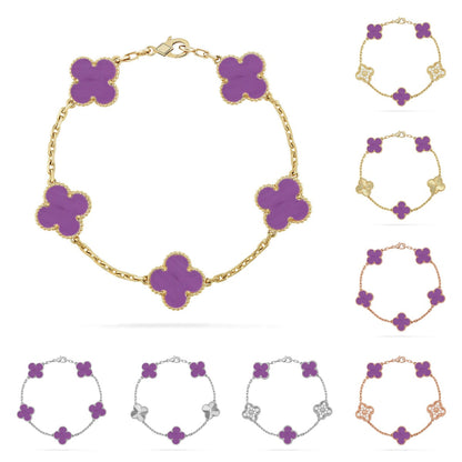 [Azure Tears]LUCKY CLOVER 5-MOTIF BRACELET - VIOLET COLLECTION